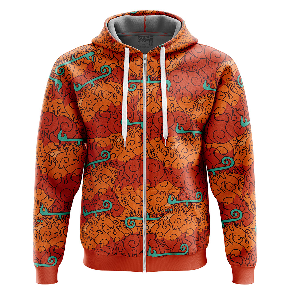 Buildercar - Mera Mera No Mi One Piece Zip Hoodie Jacket