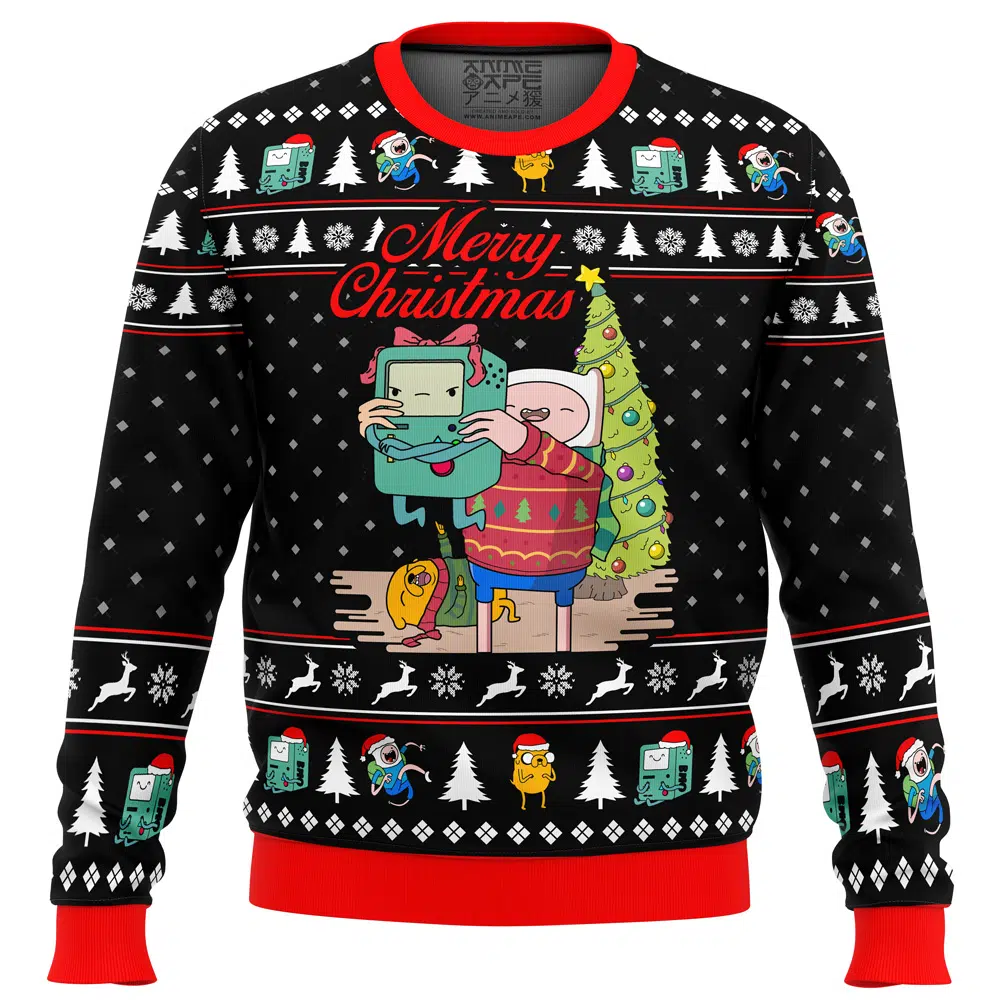 Buildercar - Merry Christmas BMO Finn Aventure TimeUgly Christmas Sweater