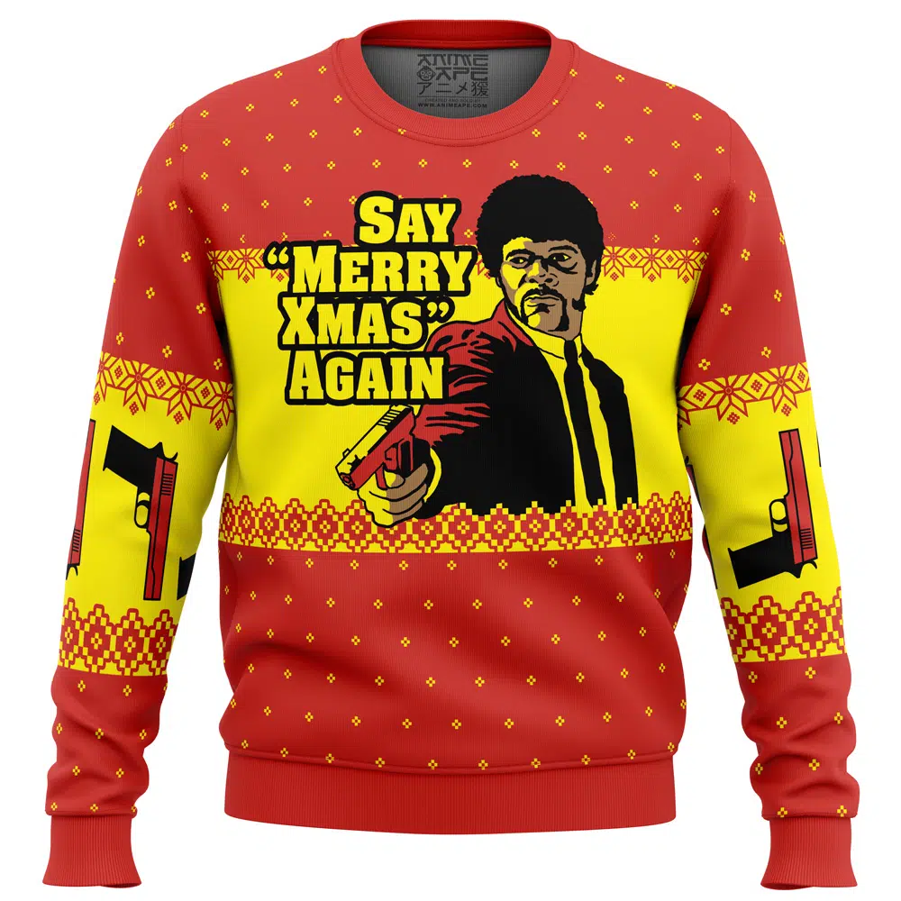 Buildercar - Merry Xmas Again Pulp Fiction Ugly Christmas Sweater