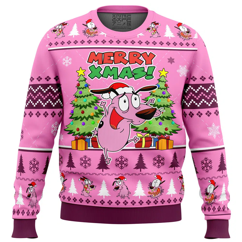 Buildercar - Merry Xmas Courage The Cowardly Dog Ugly Christmas Sweater