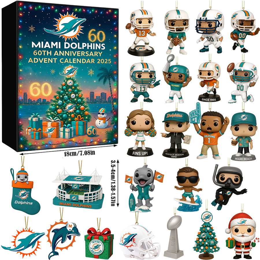 Buildercar - Miami Dolphins 60th Anniversary Advent Calendar 2025 e??? 24 Gifts Inside! -2D Acrylic