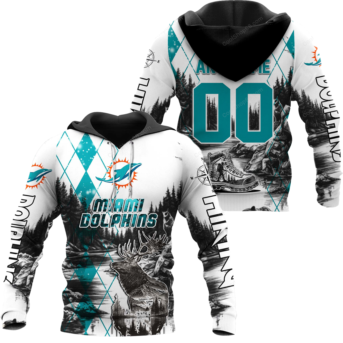 Buildercar - Miami Dolphins Hiking x NFL Custom Name & Number Hoodie