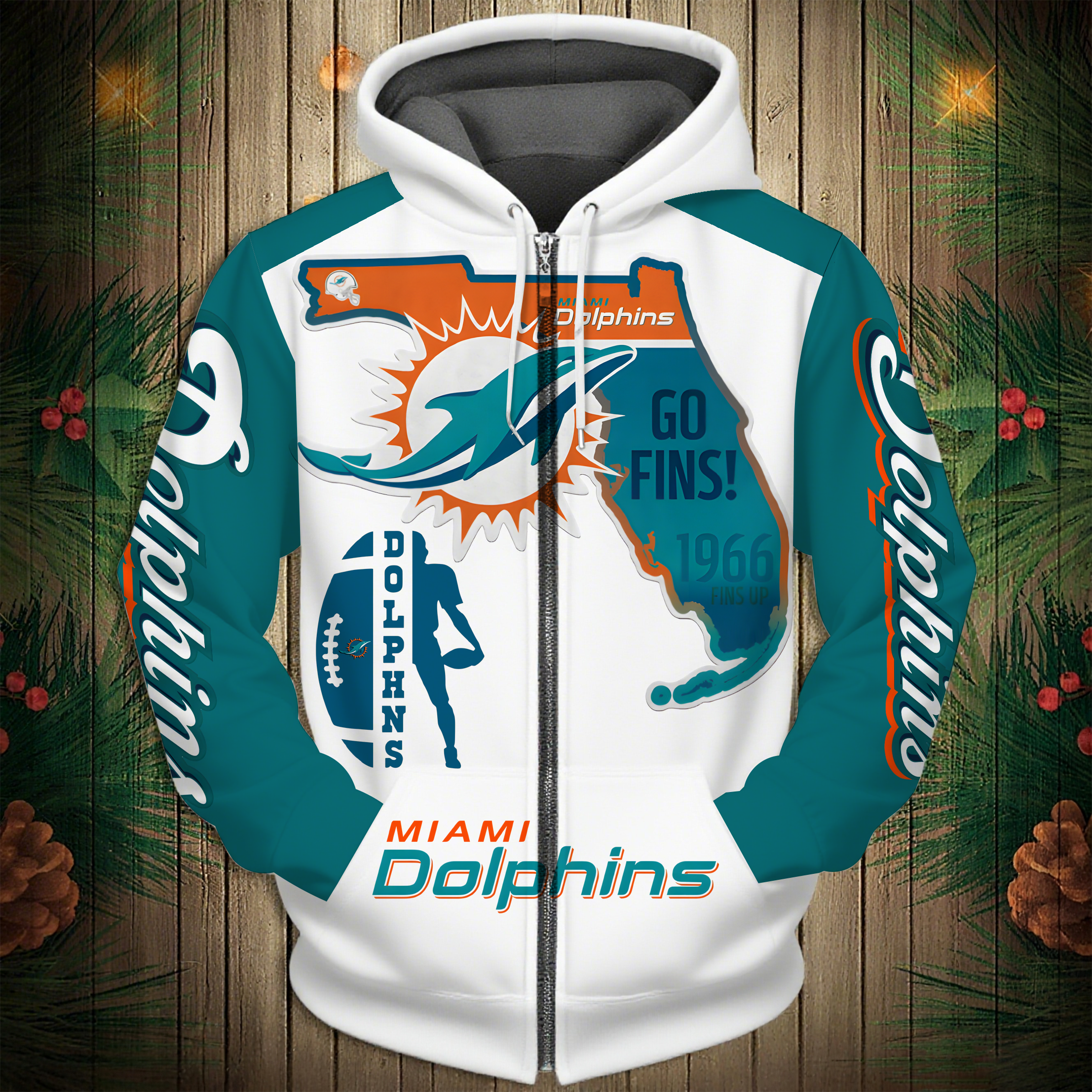 Buildercar - Miami Dolphins Hoodie Unisex NFL Pullover Hoodie for Football Fans hm10112708