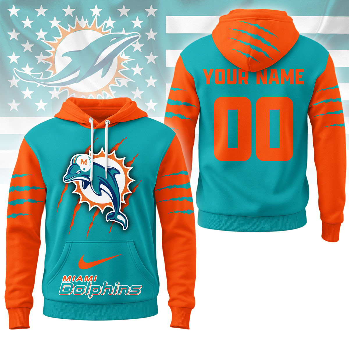 Buildercar - Miami Dolphins Premium NFL Fan Pride Claw Hoodie
