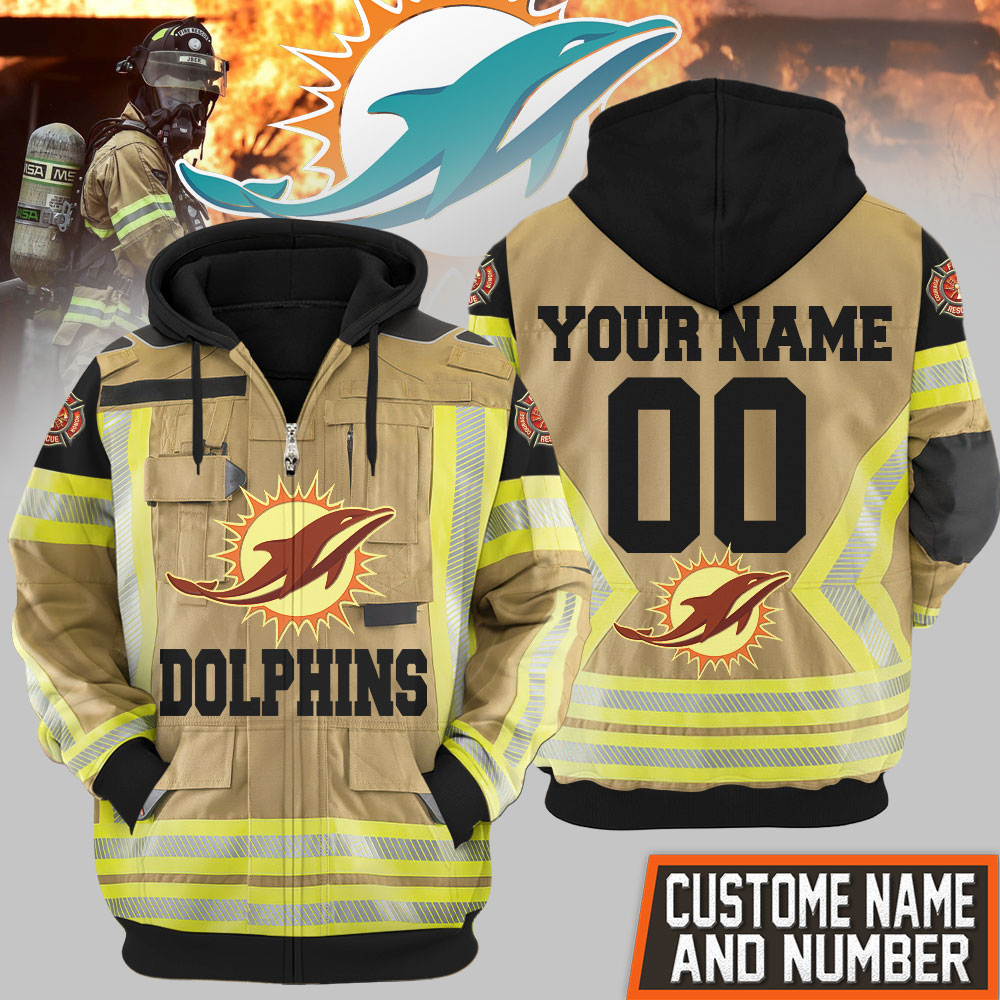 Buildercar - Miami Dolphins | Premium NFL Firefighter Zip Hoodie