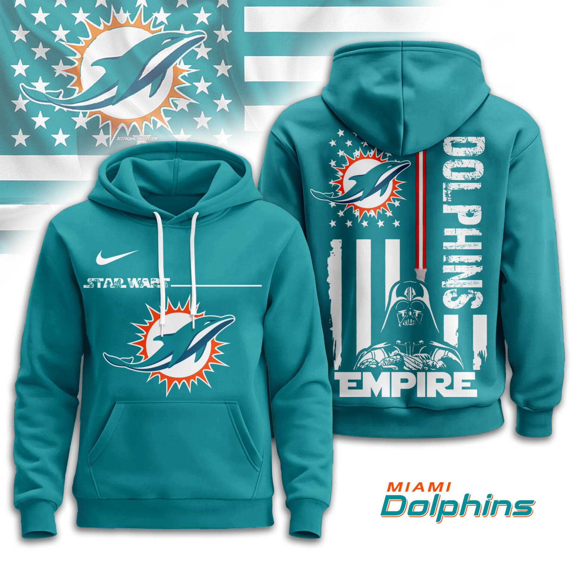 Buildercar - Miami Dolphins | Premium NFL Starwars Empire Hoodie