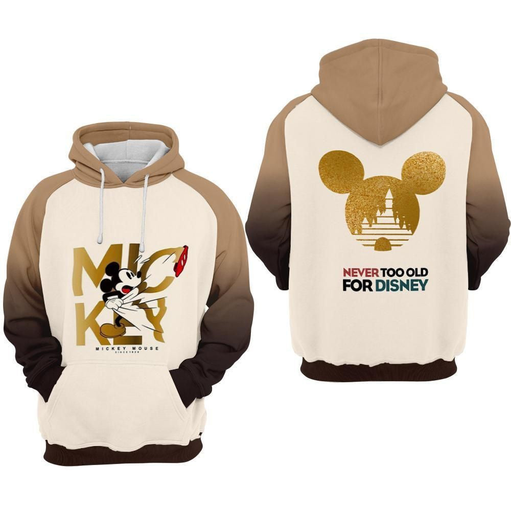 Buildercar - Mickey Mouse Never Too Old For Disney Over Print 3d Hoodie 654
