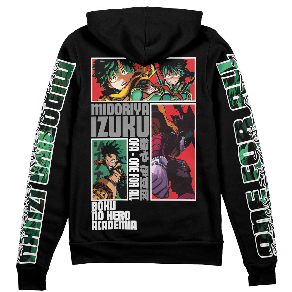 Buildercar - Midoriya Izuku Black My Hero Academia Streetwear Zip Hoodie Jacket