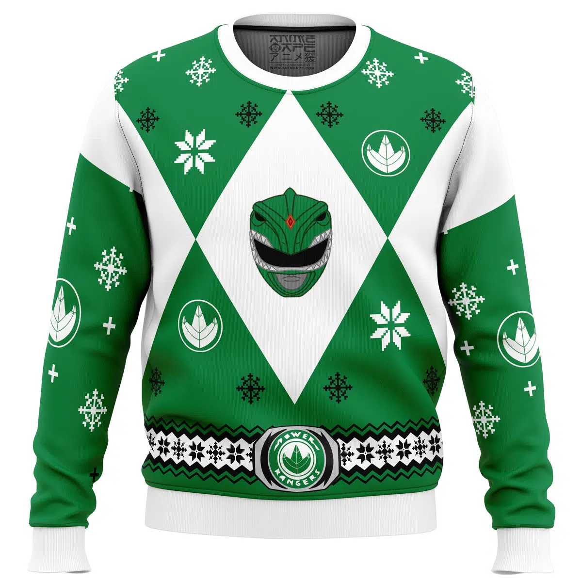 Buildercar - Mighty Morphin Power Rangers Green Ugly Christmas Sweater