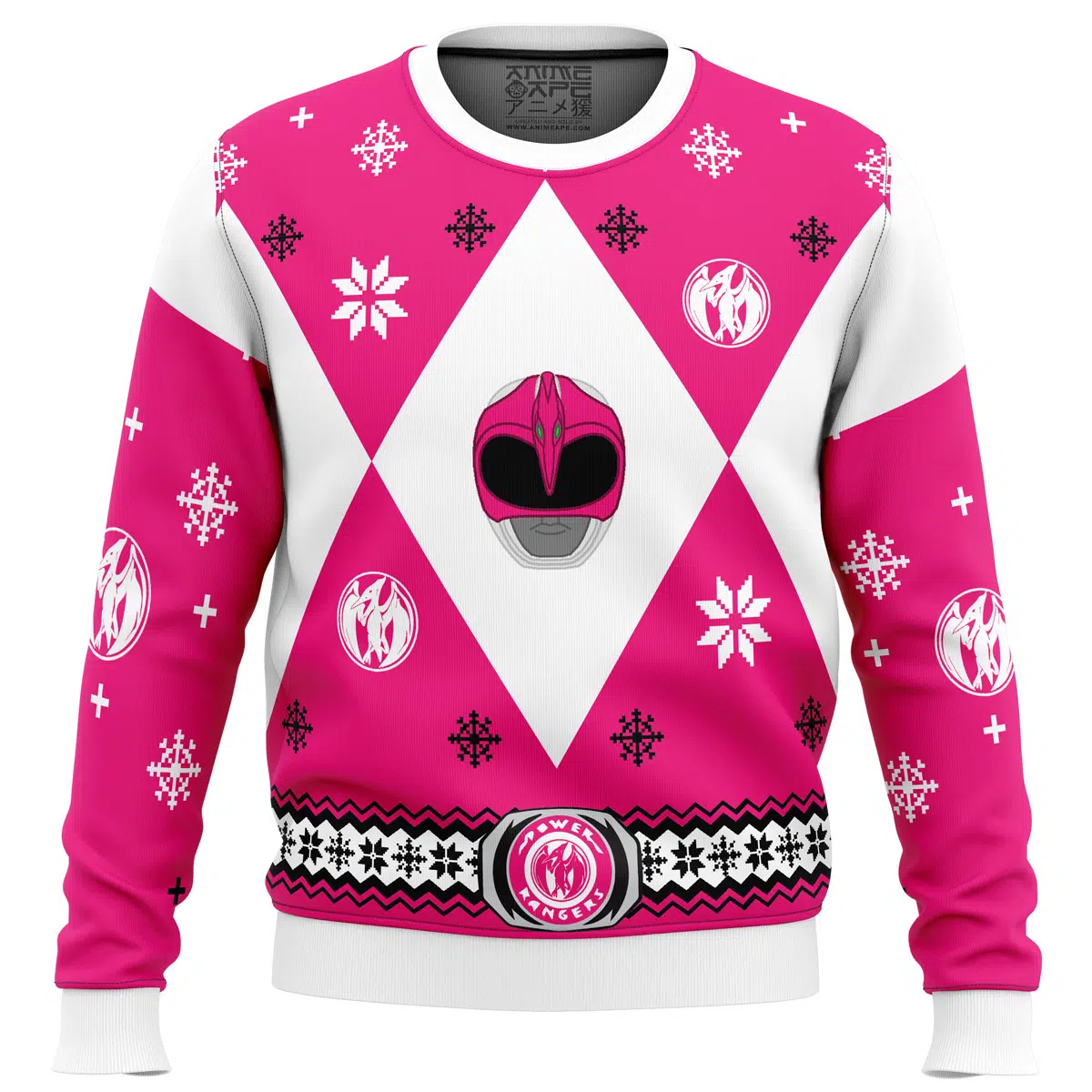 Buildercar - Mighty Morphin Power Rangers Pink Ugly Christmas Sweater