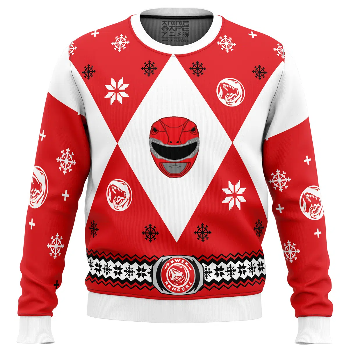 Buildercar - Mighty Morphin Power Rangers Red Ugly Christmas Sweater