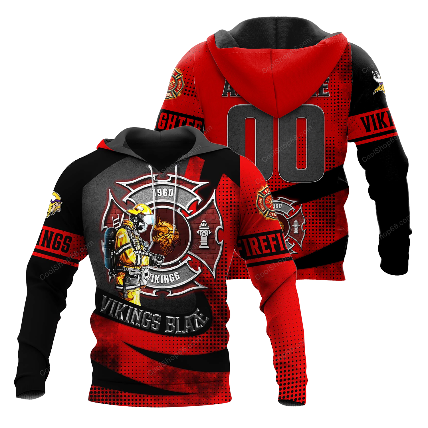 Buildercar - Minnesota Vikings Blaze Line x NFL Custom Name & Number Hoodie