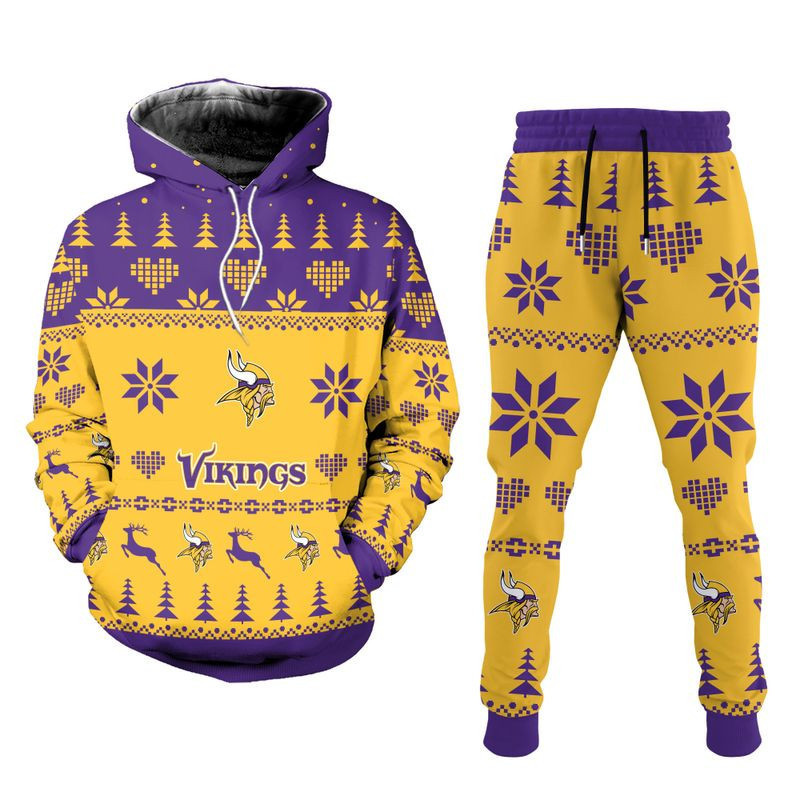 Buildercar - Minnesota Vikings Christmas Patterns Hoodie & Jogger 