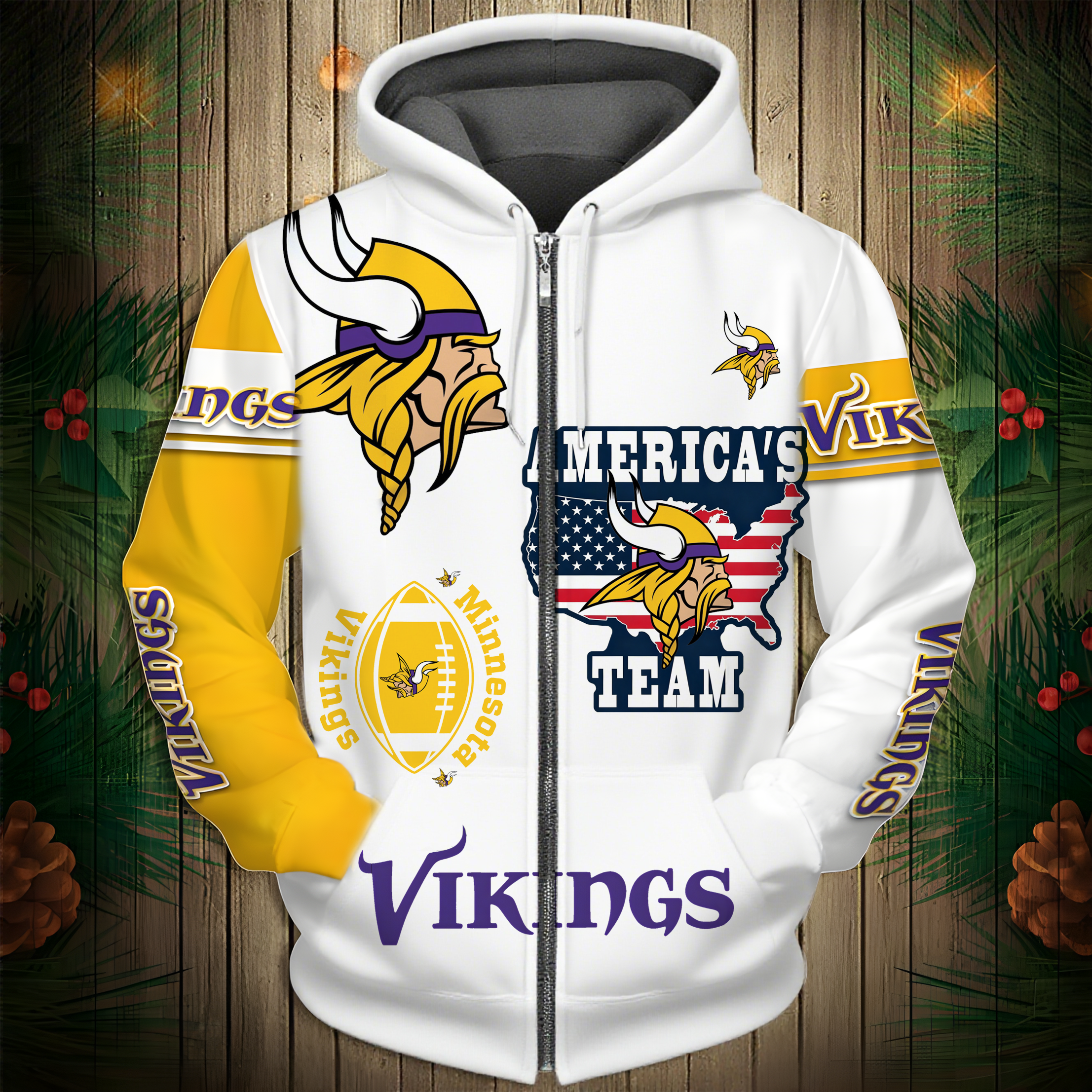 Buildercar - Minnesota Vikings Hoodie Unisex NFL Pullover Hoodie for Football Fans hm10112594