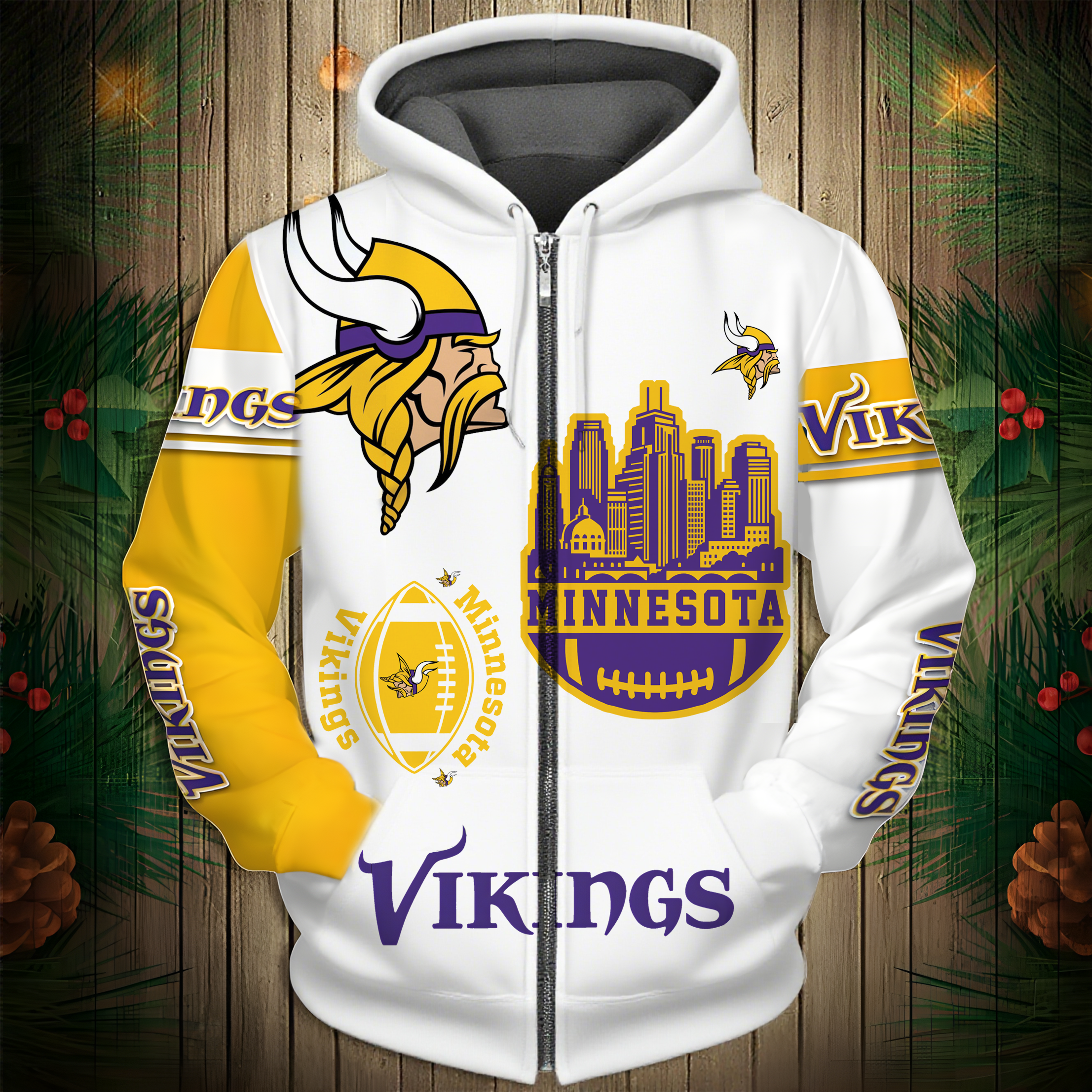 Buildercar - Minnesota Vikings Hoodie Unisex NFL Pullover Hoodie for Football Fans hm10112612