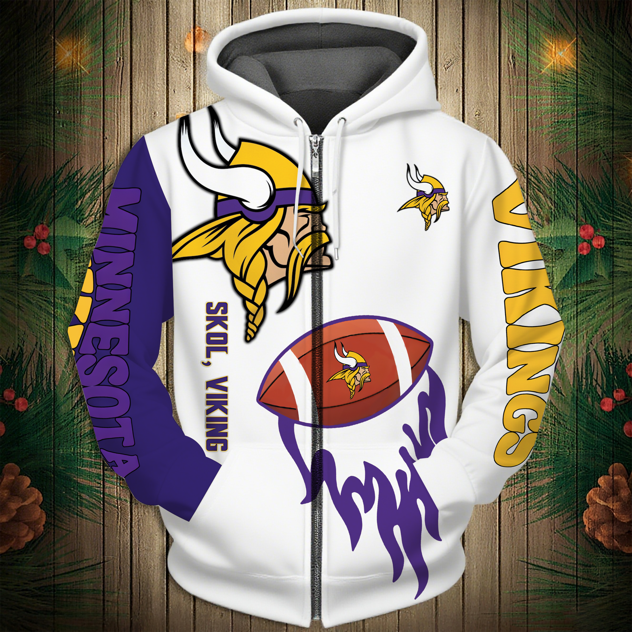 Buildercar - Minnesota Vikings Hoodie Unisex NFL Pullover Hoodie for Football Fans hm10112642