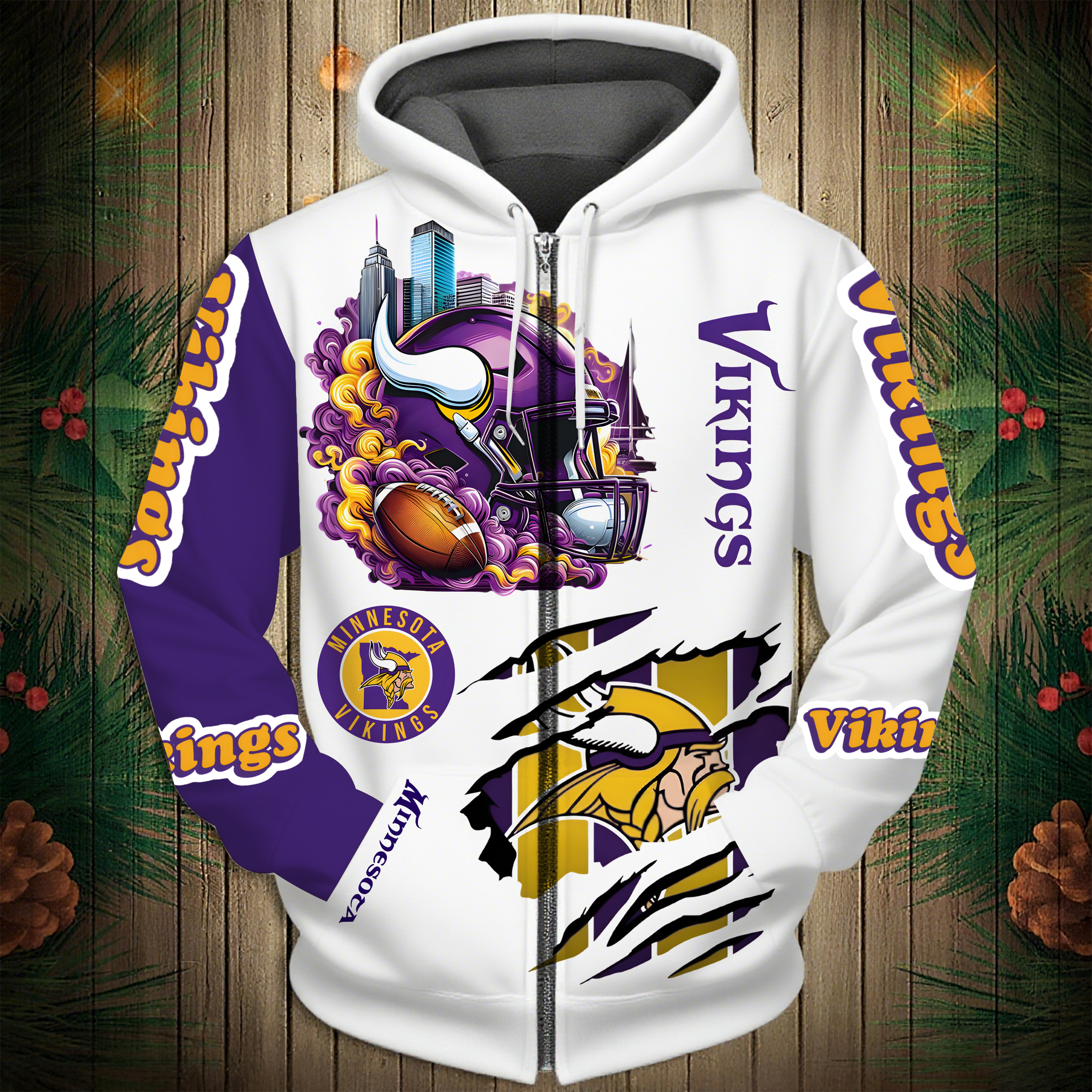 Buildercar - Minnesota Vikings Hoodie Unisex NFL Pullover Hoodie for Football Fans hm10112665