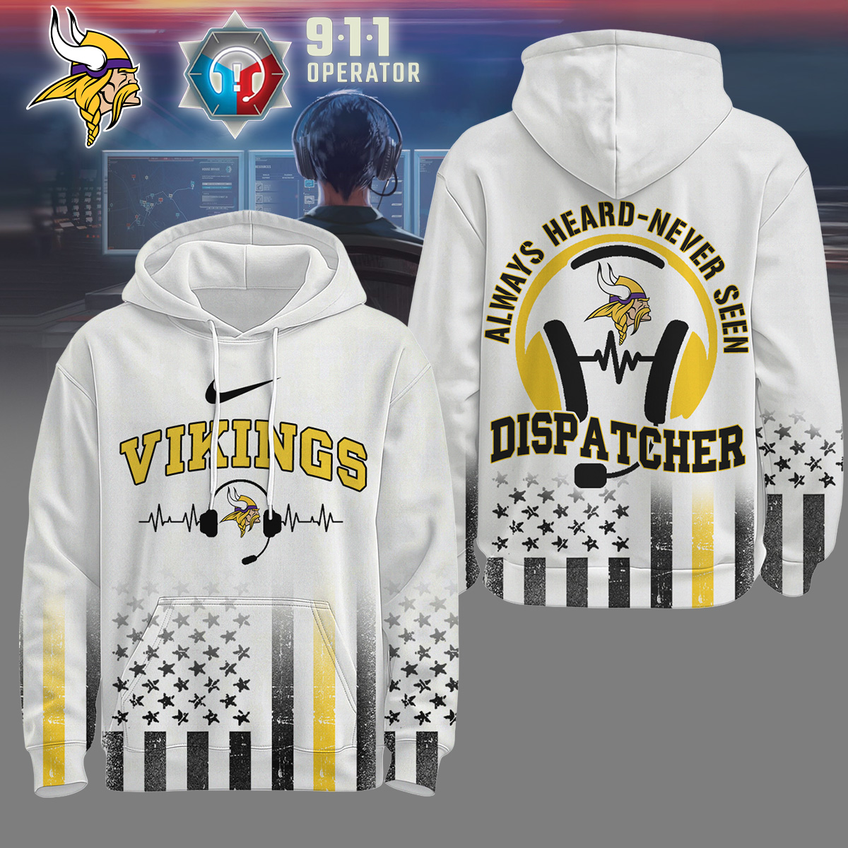 Buildercar - Minnesota Vikings | Premium NFL Dispatcher Fan Hoodie