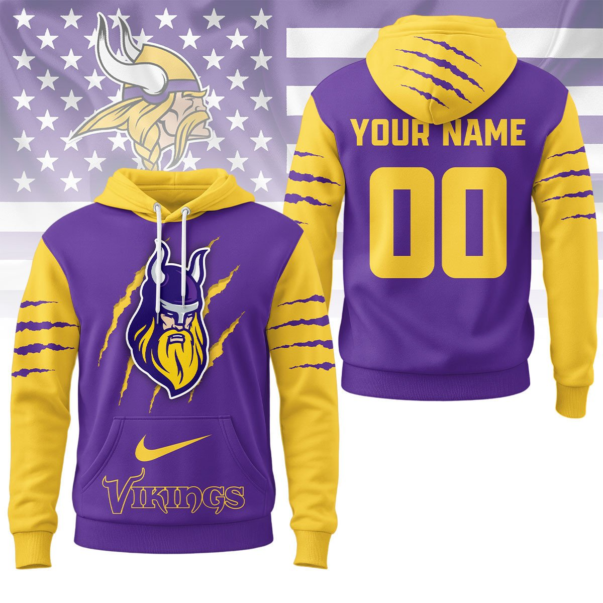 Buildercar - Minnesota Vikings Premium NFL Fan Pride Claw Hoodie