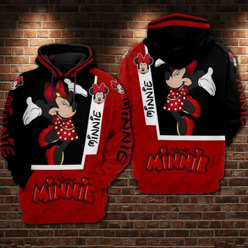 Buildercar - Minnie Mouse Movies Disney Red Over Print 3d Hoodie