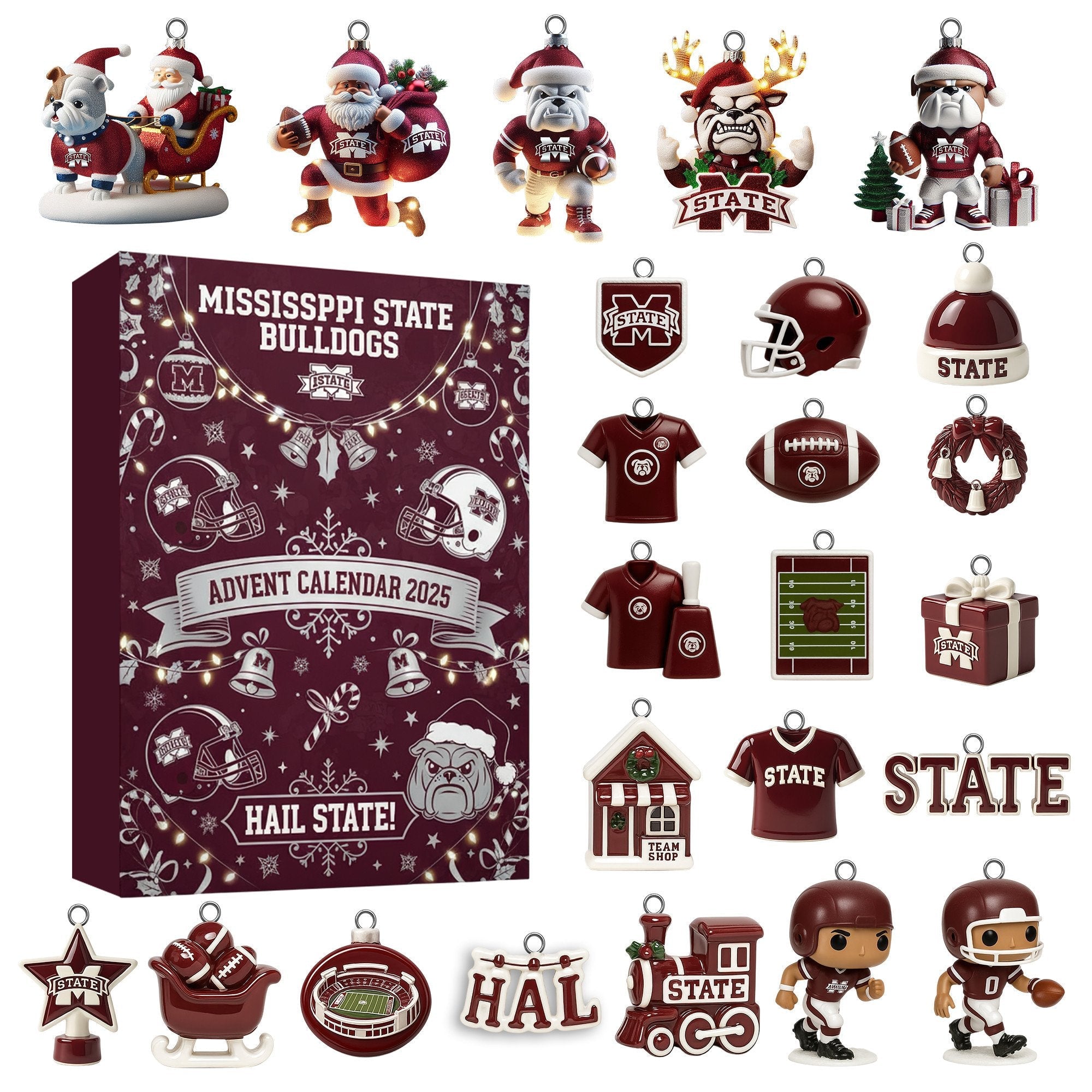 Buildercar - Mississippi State Bulldogs Premium Advent Calendar 2025 -2D Acrylic