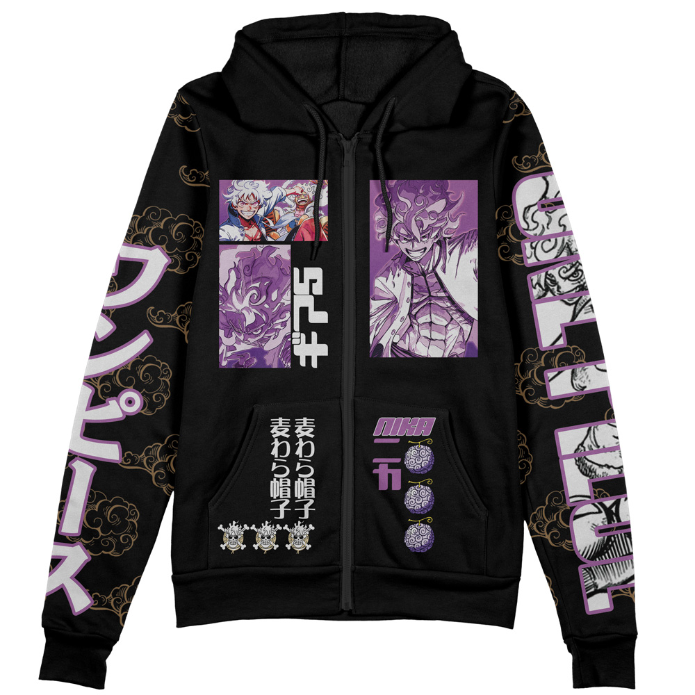 Buildercar - Monkey D. Luffy Gear 5th V4 One Piece Streetwear Zip Hoodie Jacket - Image 2