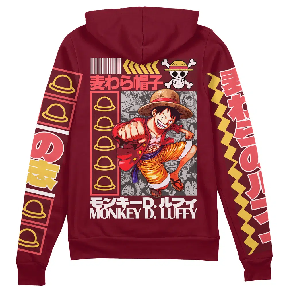 Buildercar - Monkey D. Luffy V2 One Piece Streetwear Zip Hoodie Jacket