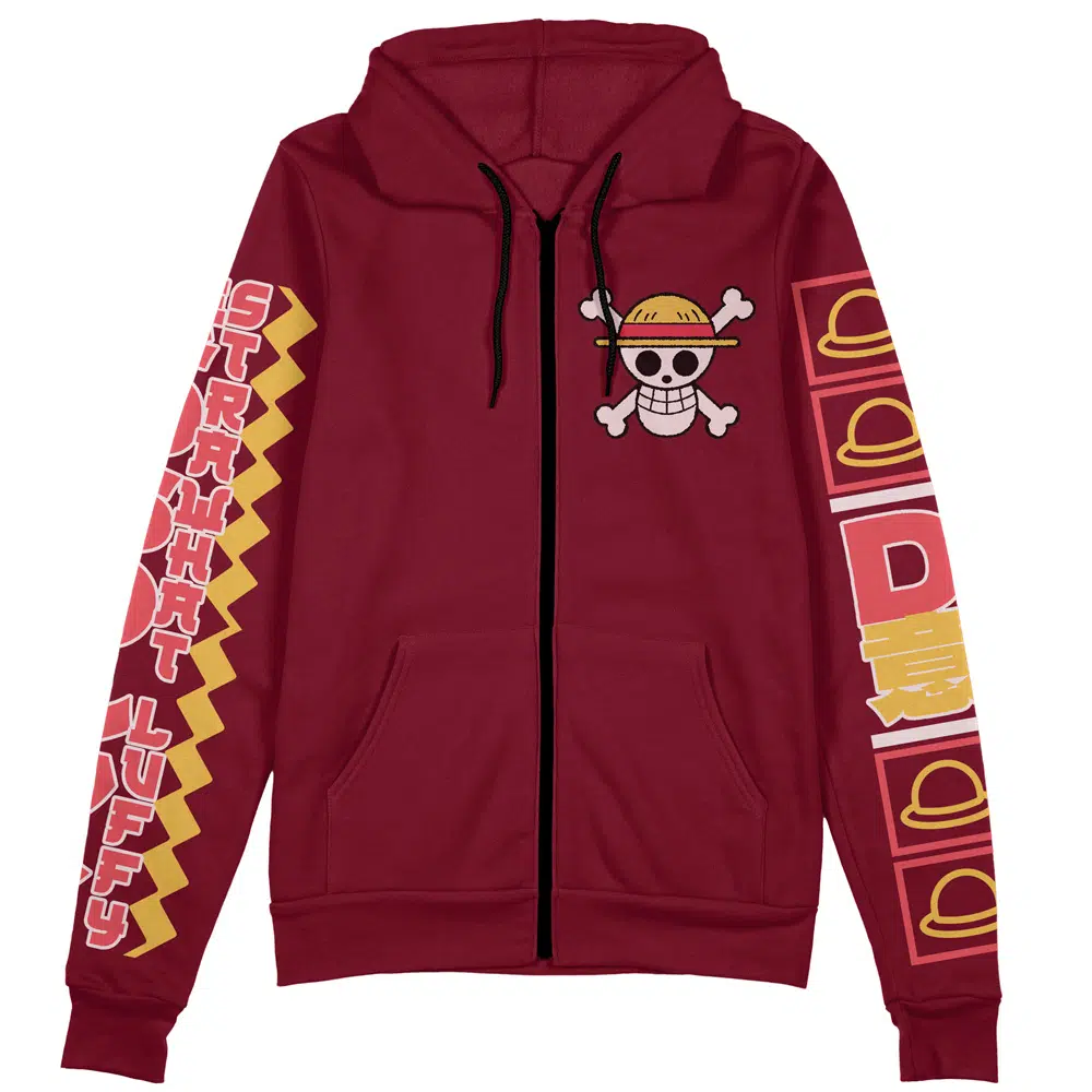 Buildercar - Monkey D. Luffy V2 One Piece Streetwear Zip Hoodie Jacket - Image 2