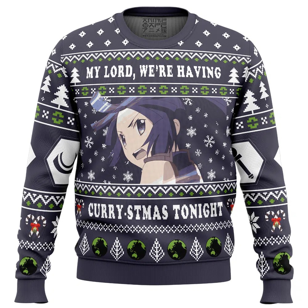 Buildercar - My Lord, Were Having A Curry-stmas Tonight Log Horizon Ugly Christmas Sweater