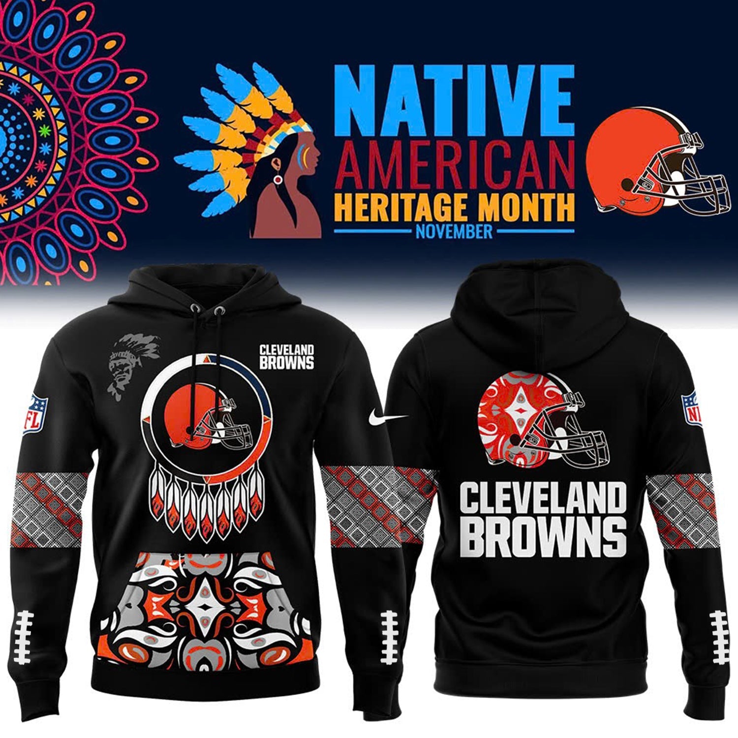 Buildercar - Native American Heritage Month Premium NFL X Cleveland Browns Hoodie