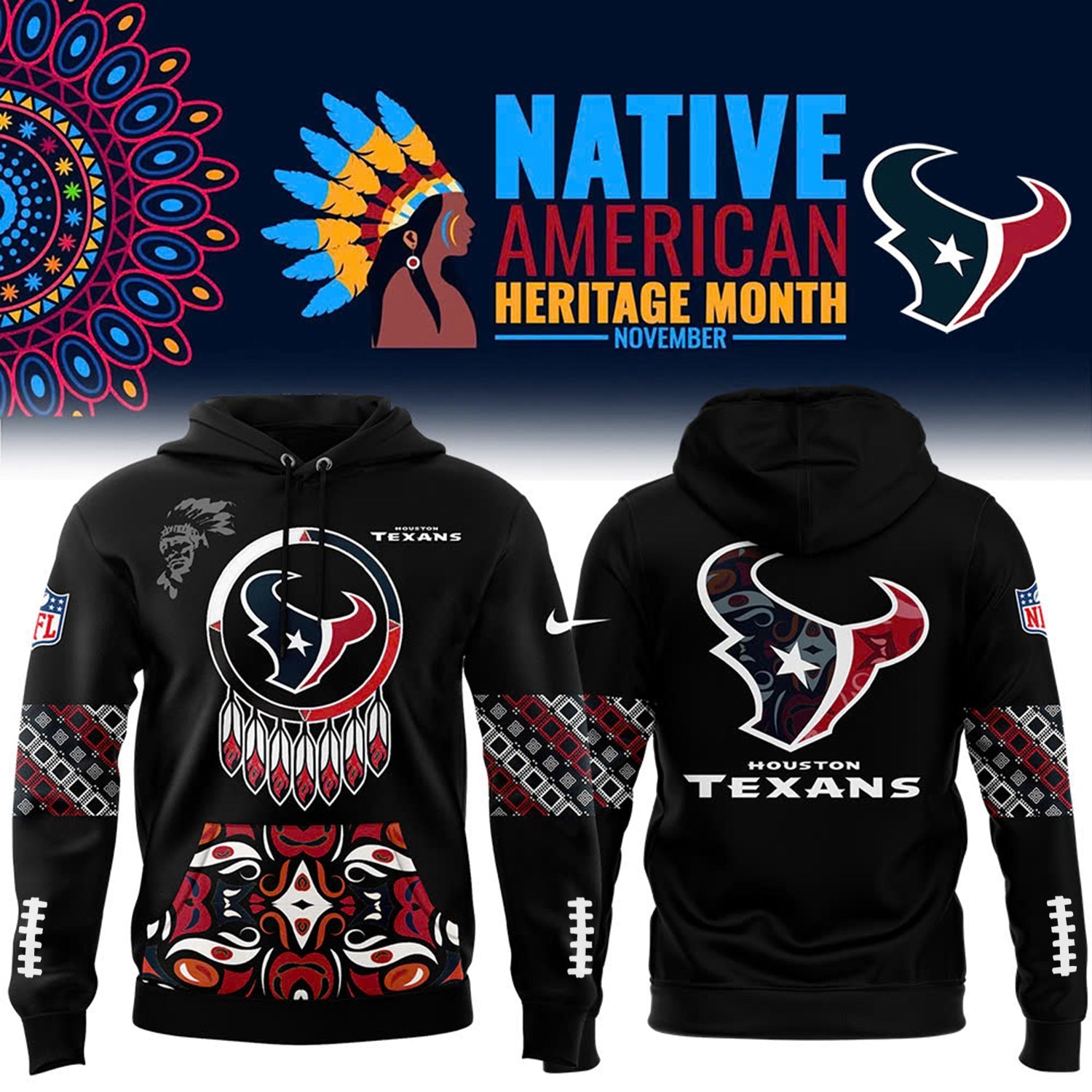 Buildercar - Native American Heritage Month Premium NFL x Houston Texans Hoodie