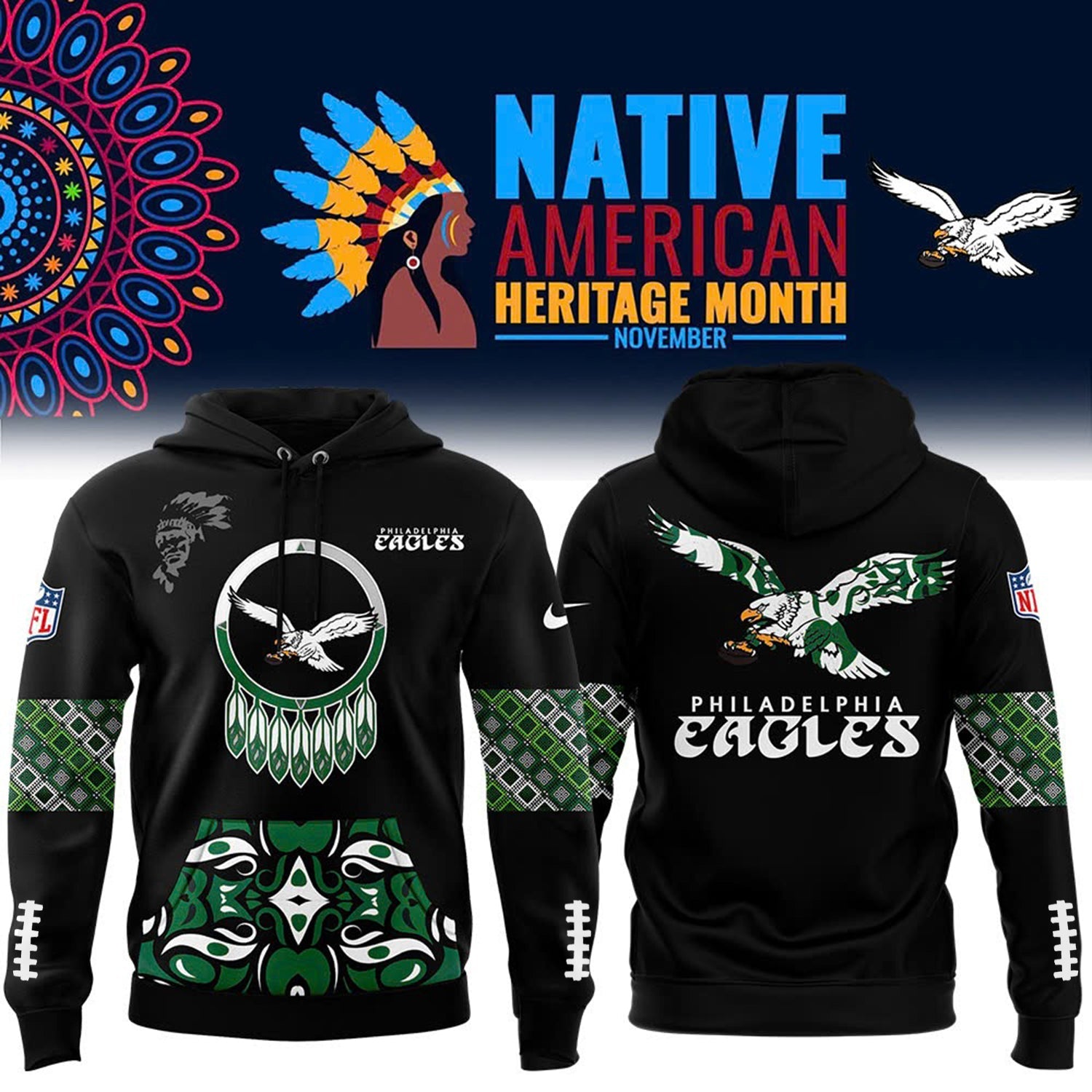 Buildercar - Native American Heritage Month Premium NFL X Philadelphia Eagles Hoodie