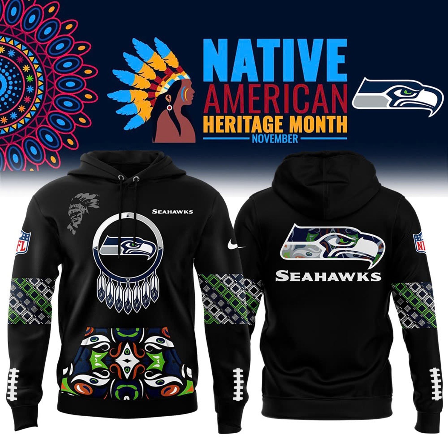 Buildercar - Native American Heritage Month Premium NFL X Seattle Seahawks Hoodie