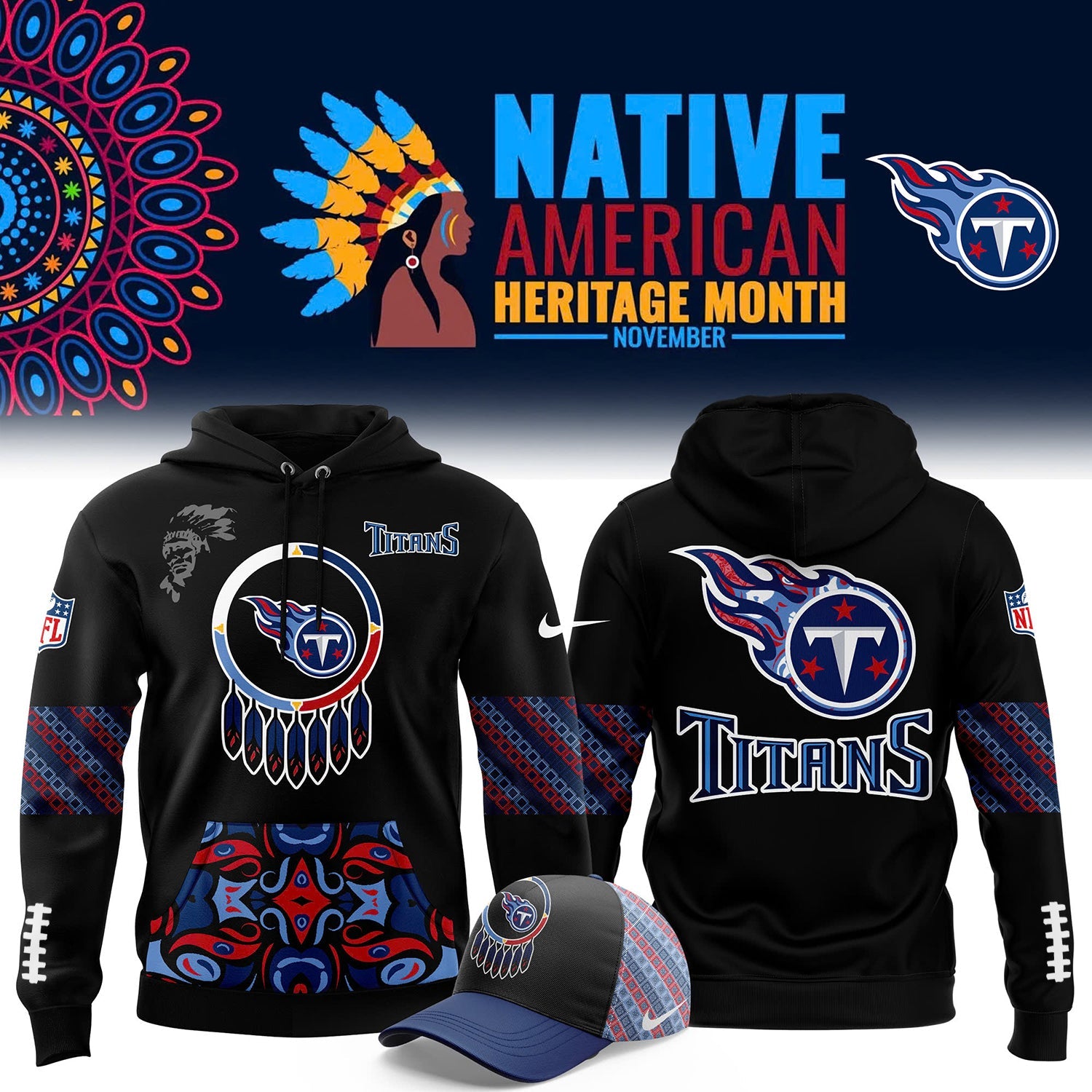 Buildercar - Native American Heritage Month Premium NFL x Tennessee Titans Hoodie