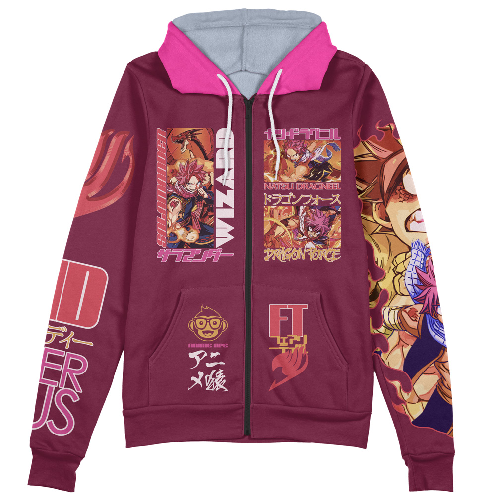 Buildercar - Natsu Dragneel V2 Fairy Tail Streetwear Zip Hoodie Jacket - Image 2