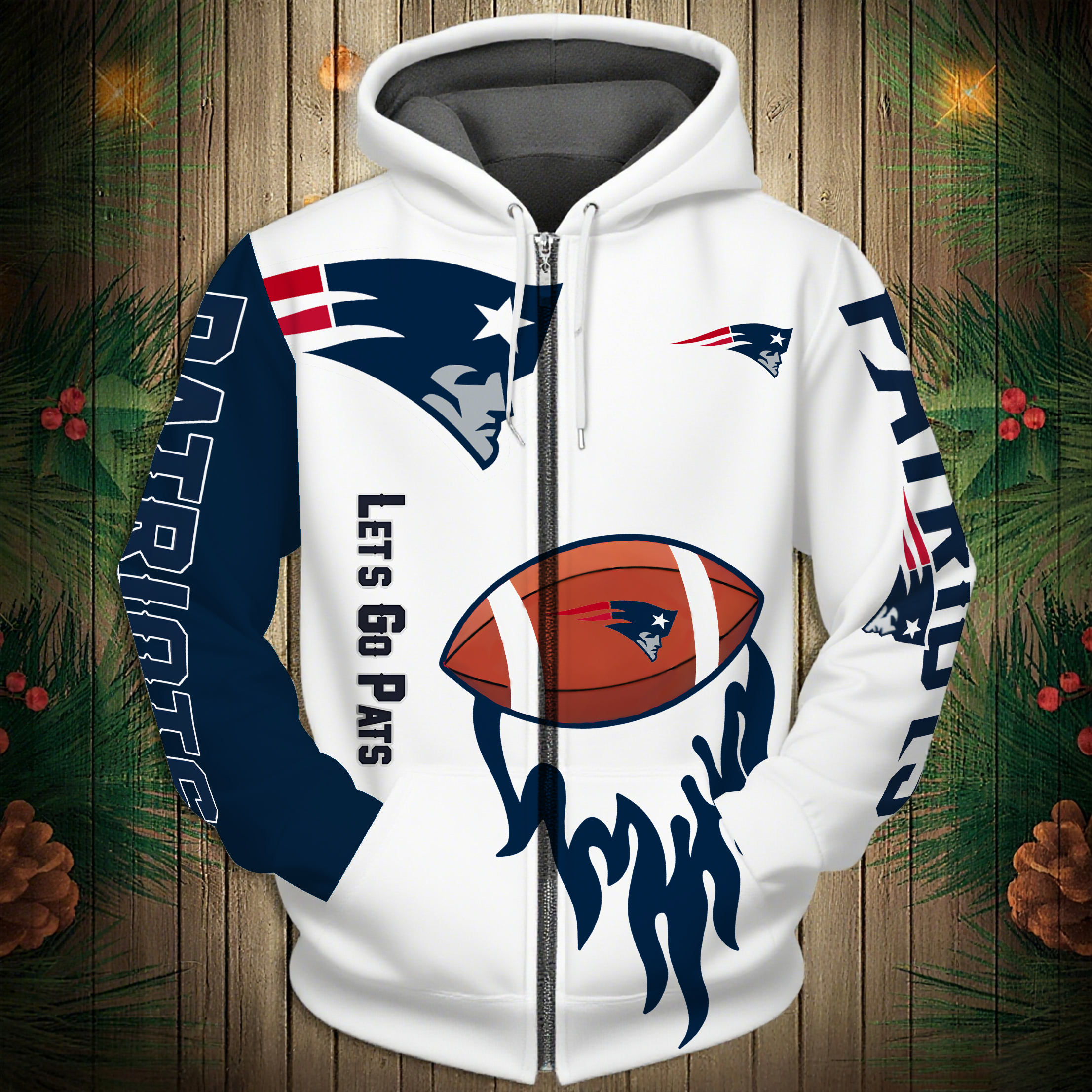 Buildercar - New England Patriots Hoodie Unisex NFL Pullover Hoodie for Football Fans hm10112656