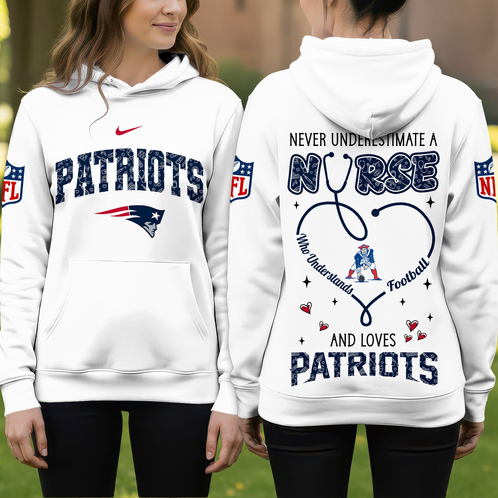 Buildercar - New England Patriots Premium NFL Nurse Pride Hoodie 