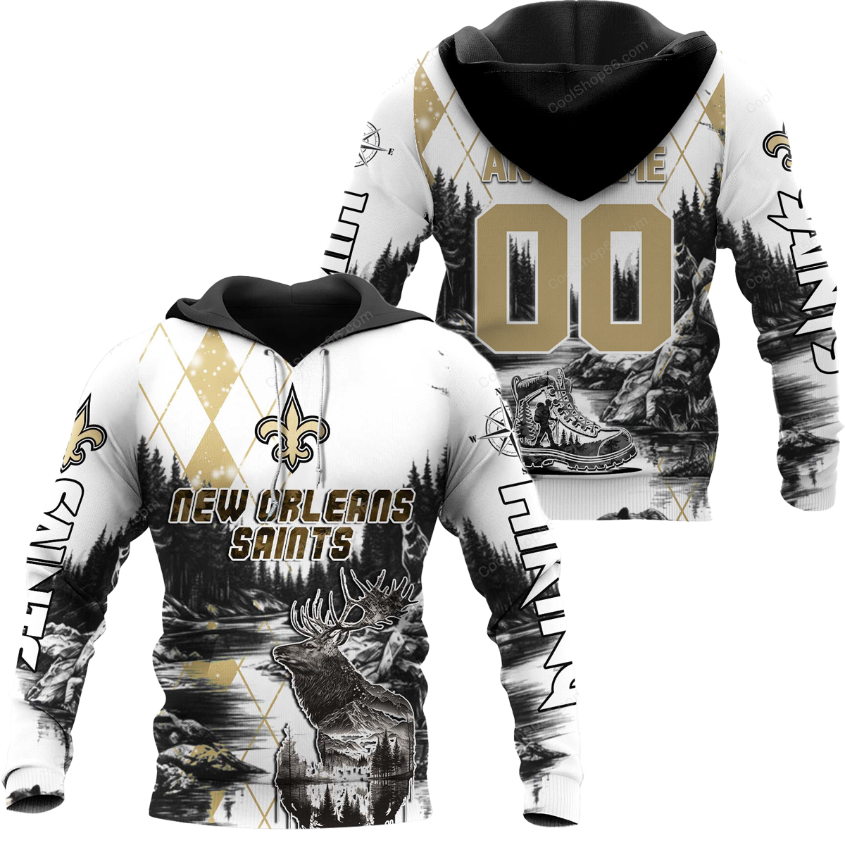 Buildercar - New Orleans Saints Hiking x NFL Custom Name & Number Hoodie