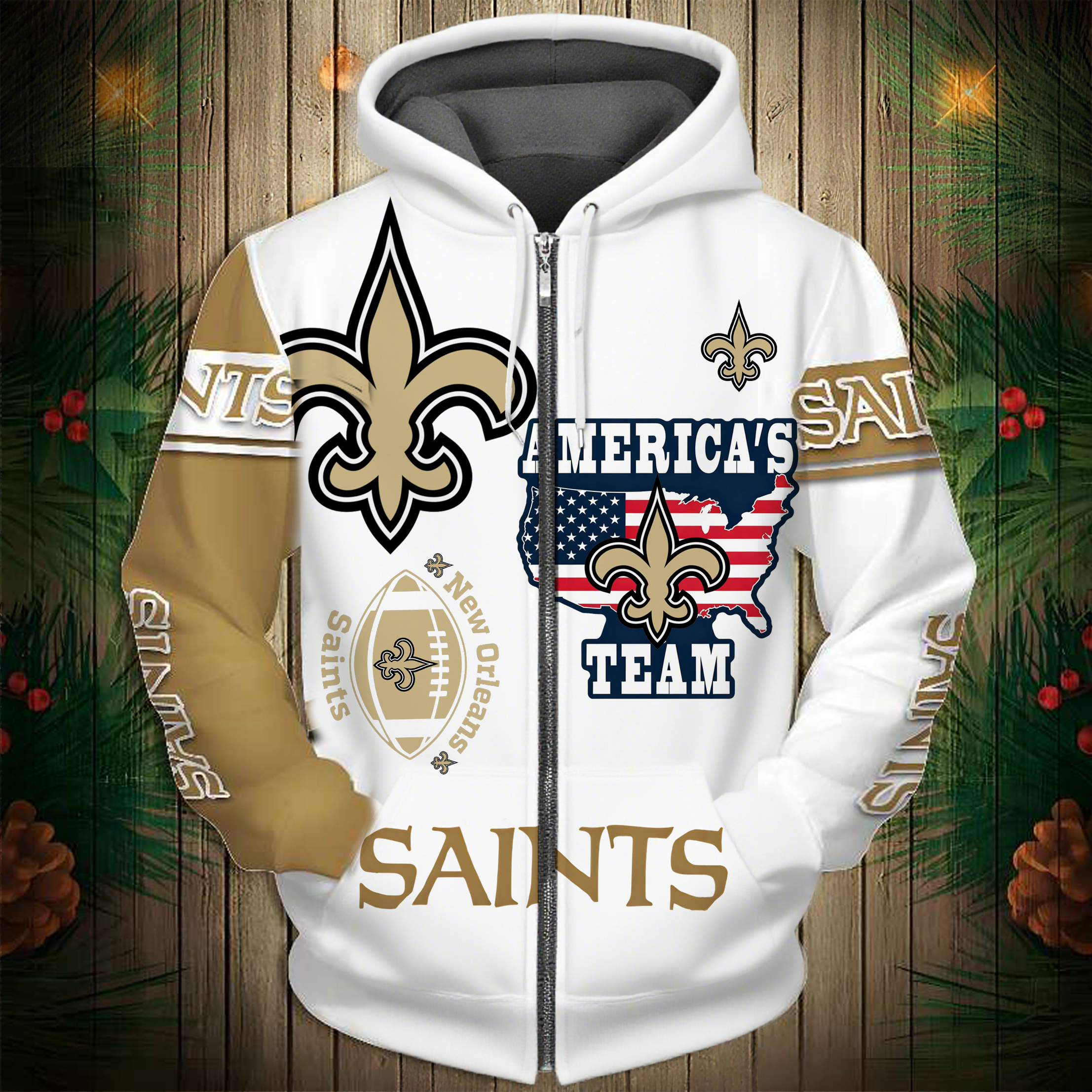 Buildercar - New Orleans Saints Hoodie Unisex NFL Pullover Hoodie for Football Fans hm10112575
