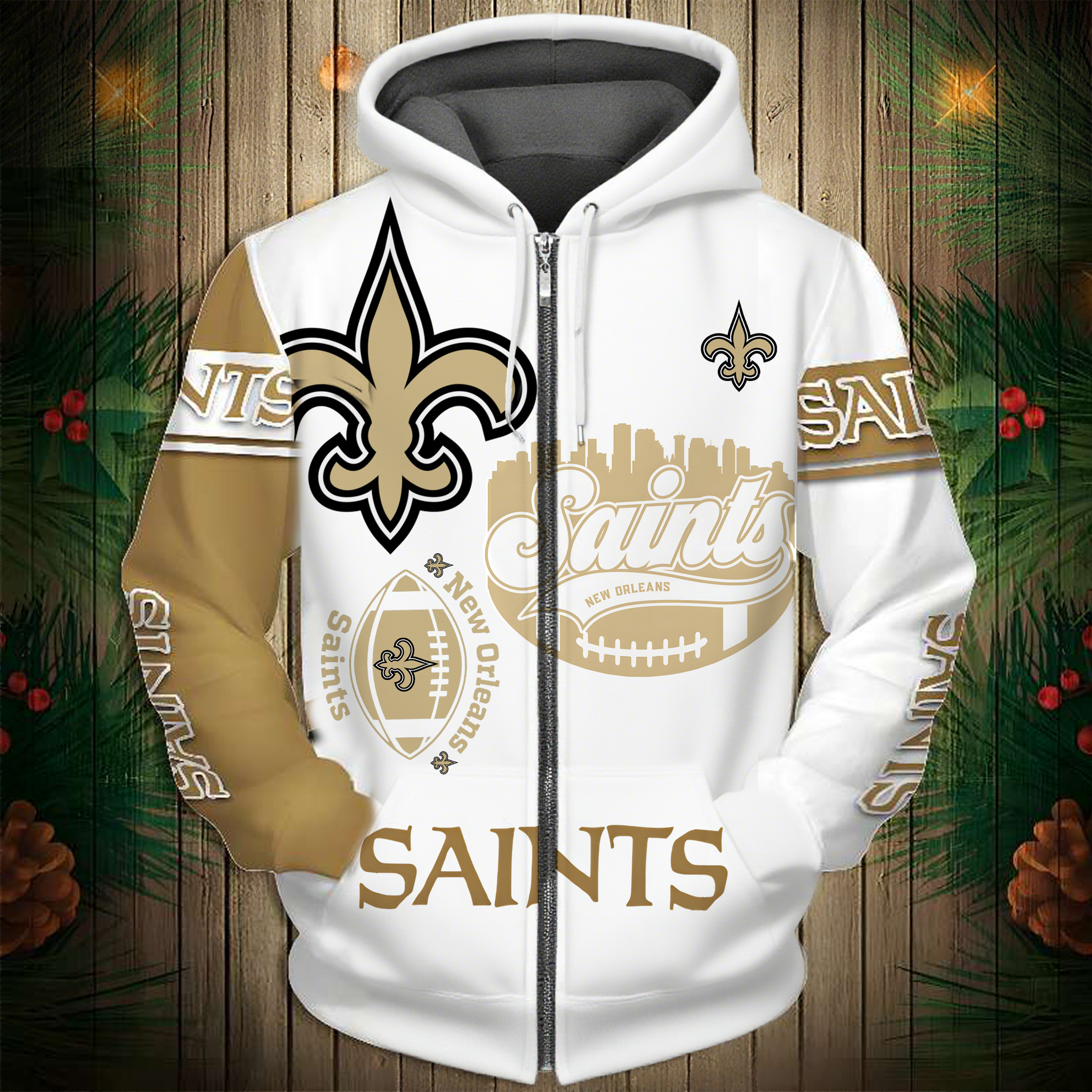 Buildercar - New Orleans Saints Hoodie Unisex NFL Pullover Hoodie for Football Fans hm10112608