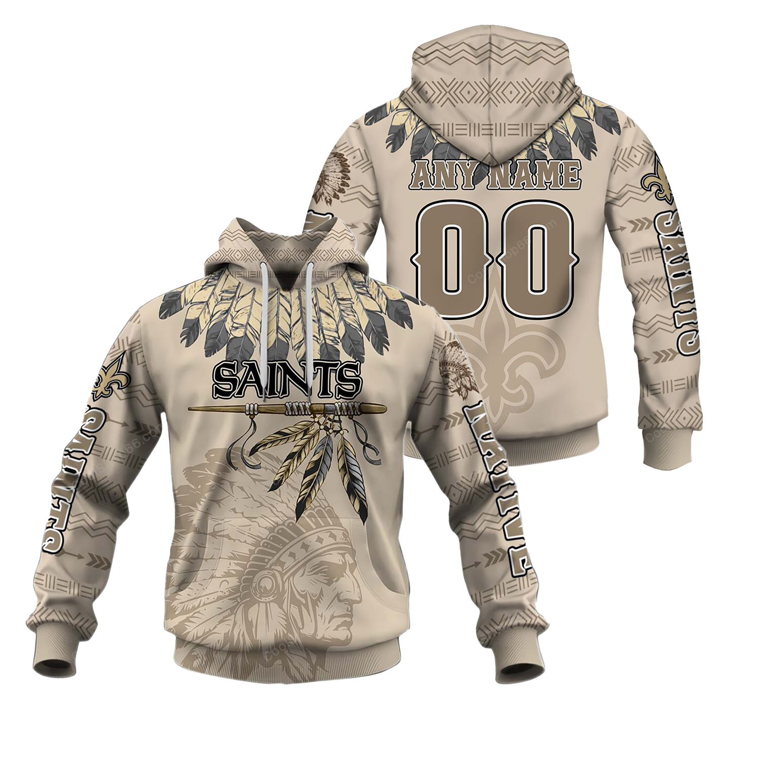 Buildercar - New Orleans Saints Native American Heritage x NFL Custom Name & Number Hoodie