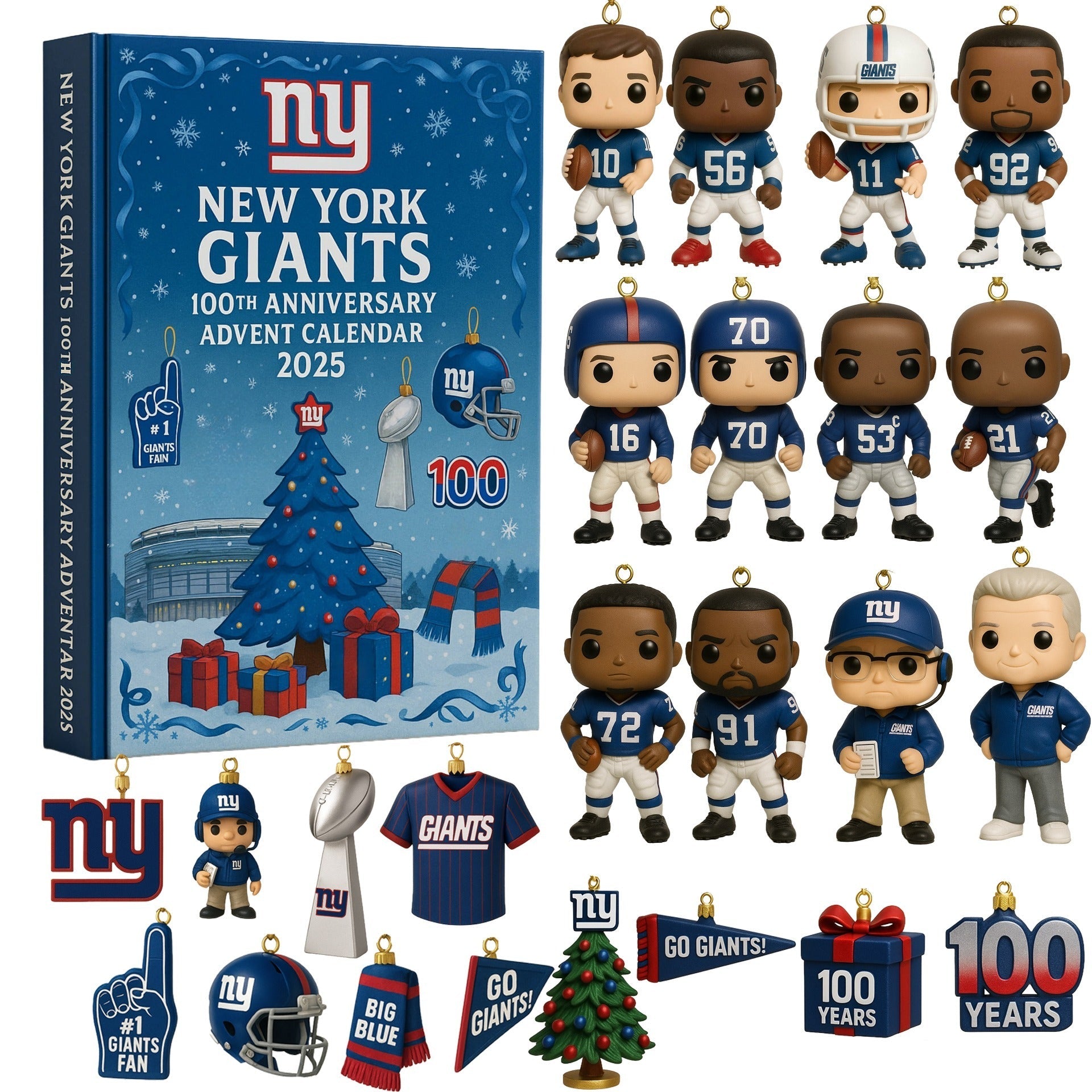 Buildercar - New York Giants Advent Calendar 2025 a?? 100th Anniversary Edition -2D Acrylic