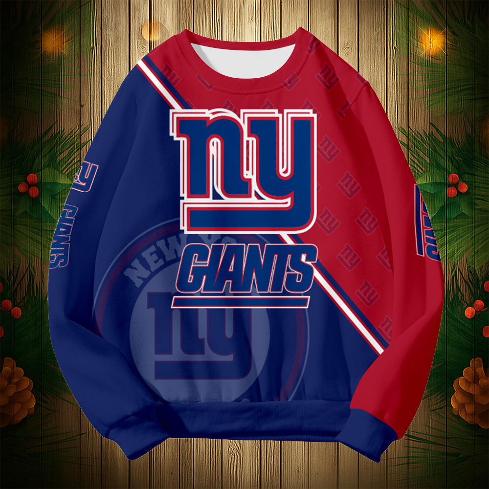 Buildercar - New York Giants Graphic Crew Neck Sweatshirt Unisex NFL Pullover Hoodie for Football Fans