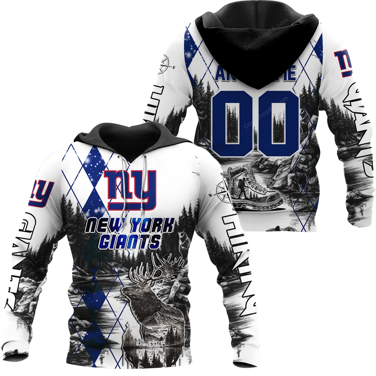Buildercar - New York Giants Hiking x NFL Custom Name & Number Hoodie