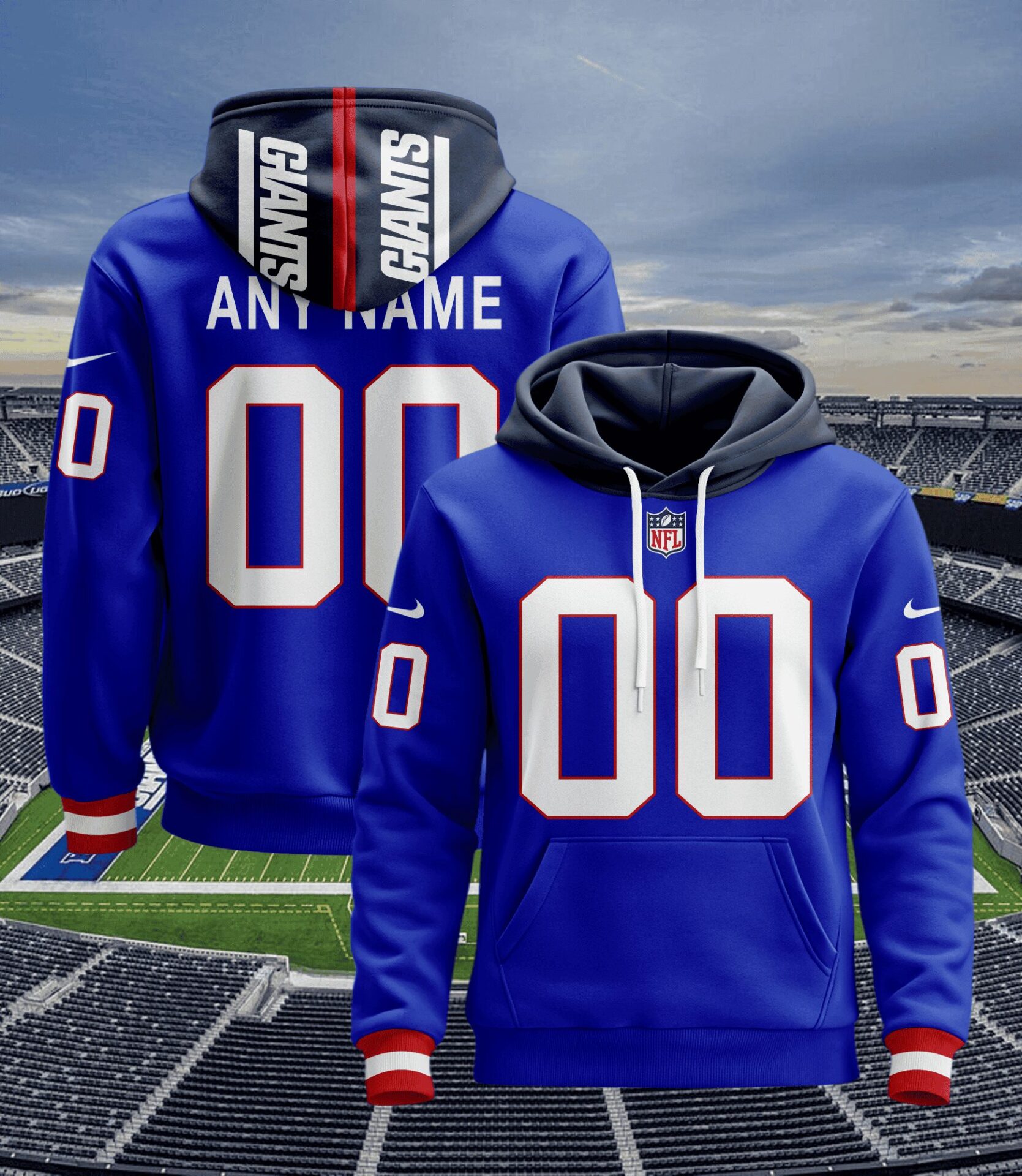 Buildercar - New York Giants | Hoodie Style Jersey Custom Name And Number