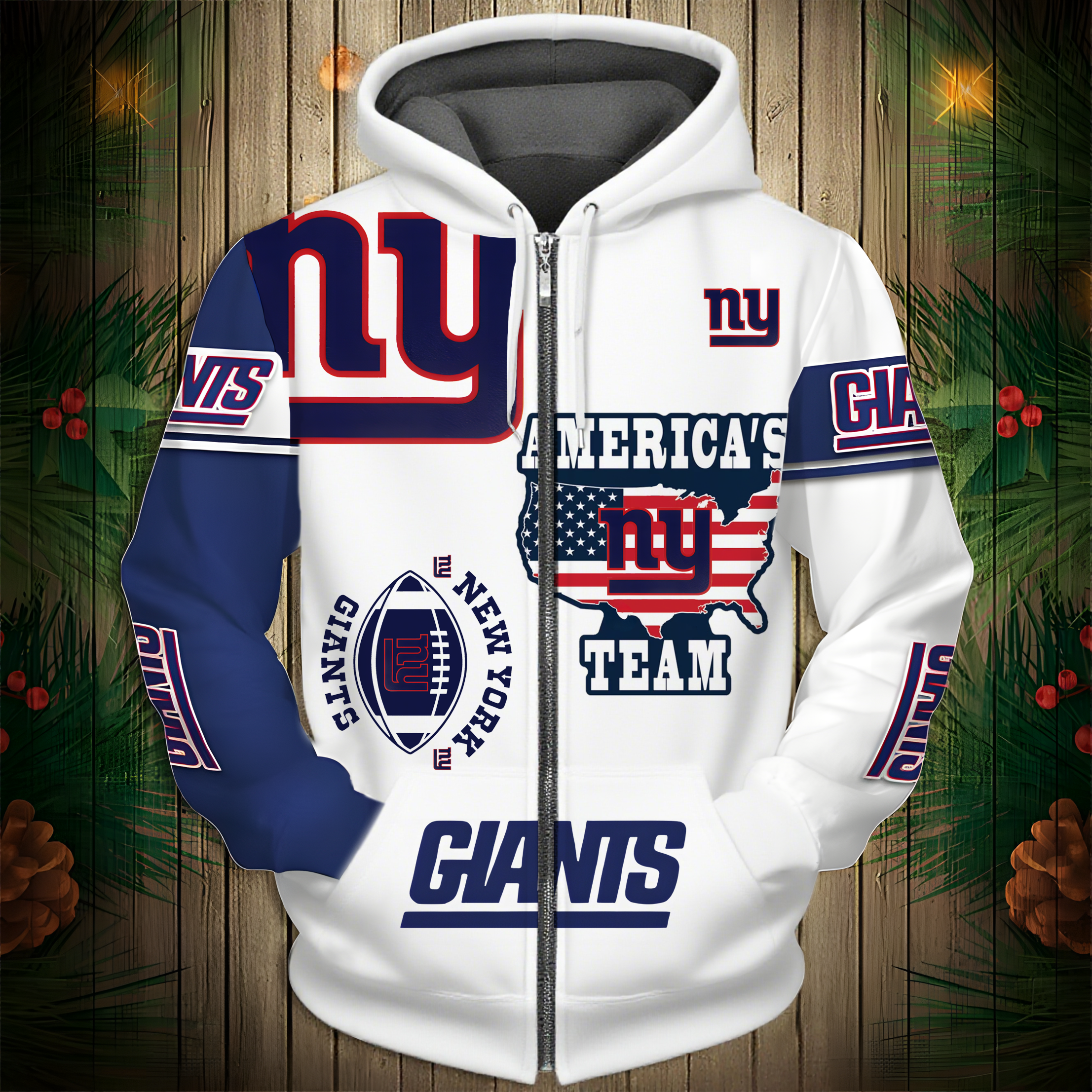 Buildercar - New York Giants Hoodie Unisex NFL Pullover Hoodie for Football Fans hm10112586