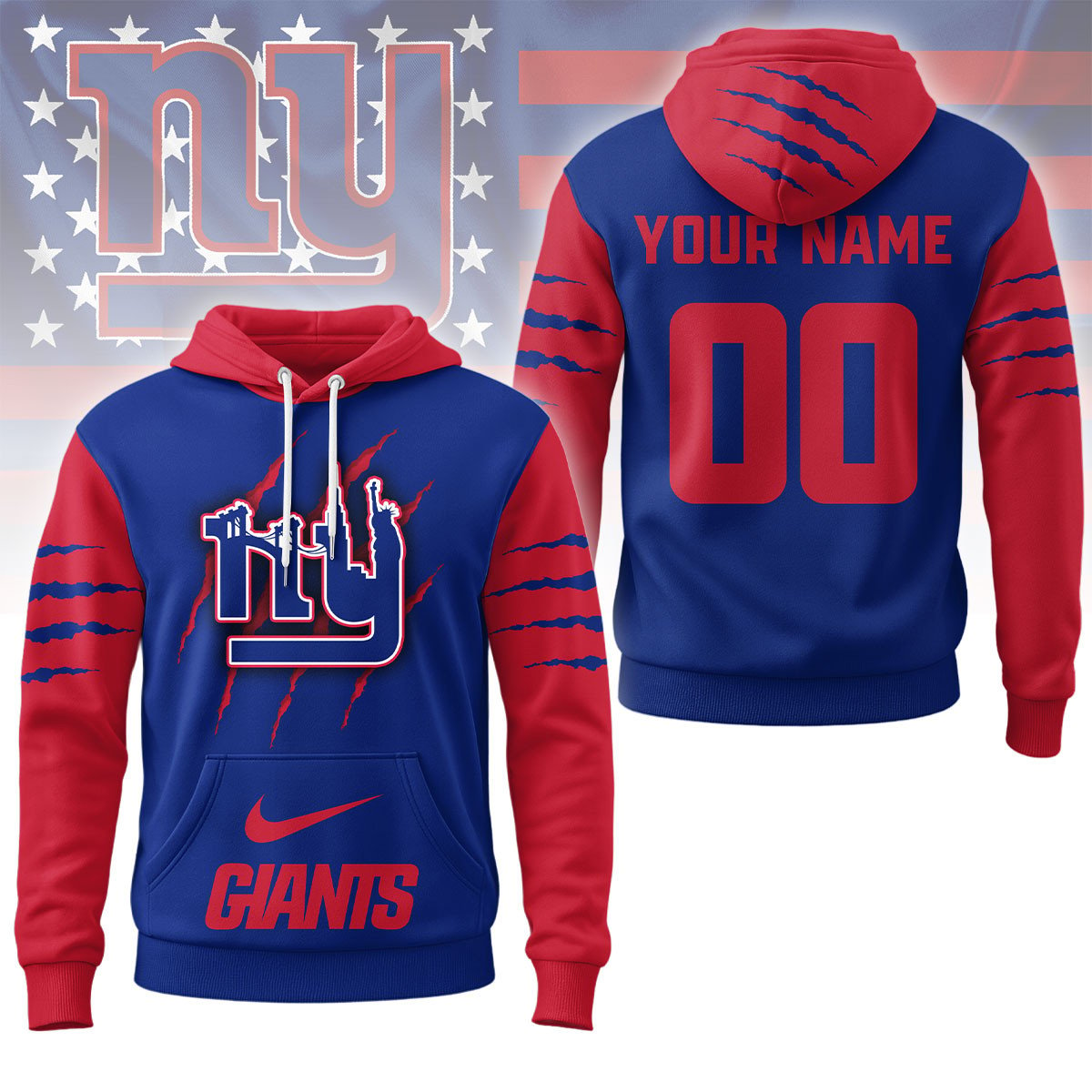 Buildercar - New York Giants Premium NFL Fan Pride Claw Hoodie