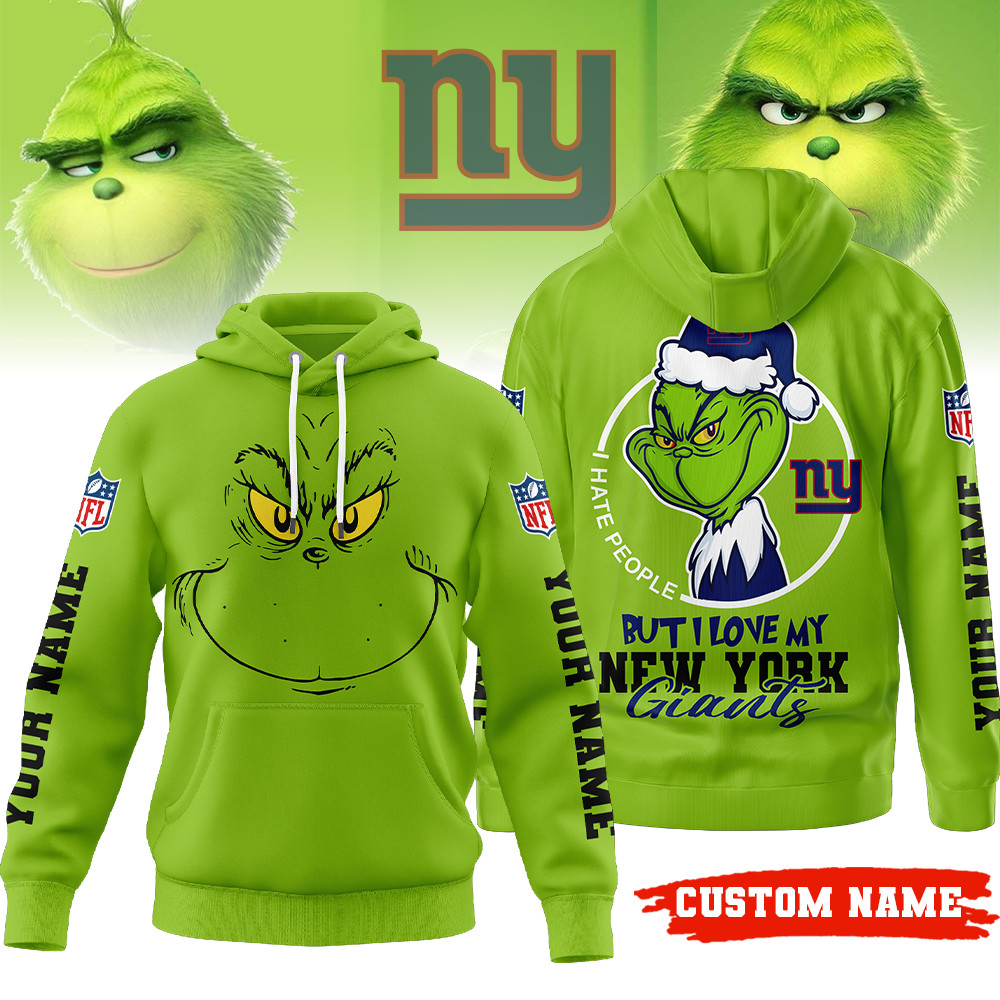 Buildercar - New York Giants | Premium NFL Grinch I Hate People Hoodie