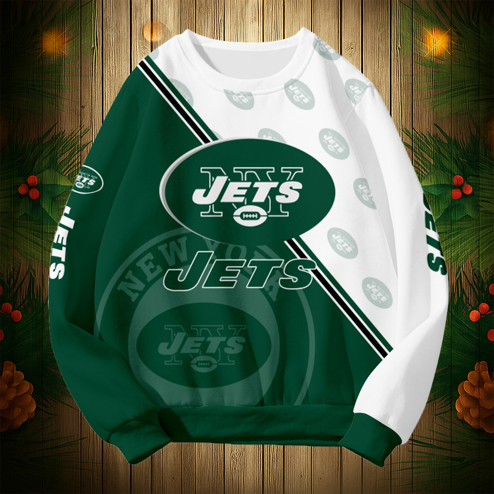 Buildercar - New York Jets Graphic Crew Neck Sweatshirt Unisex NFL Pullover Hoodie for Football Fans