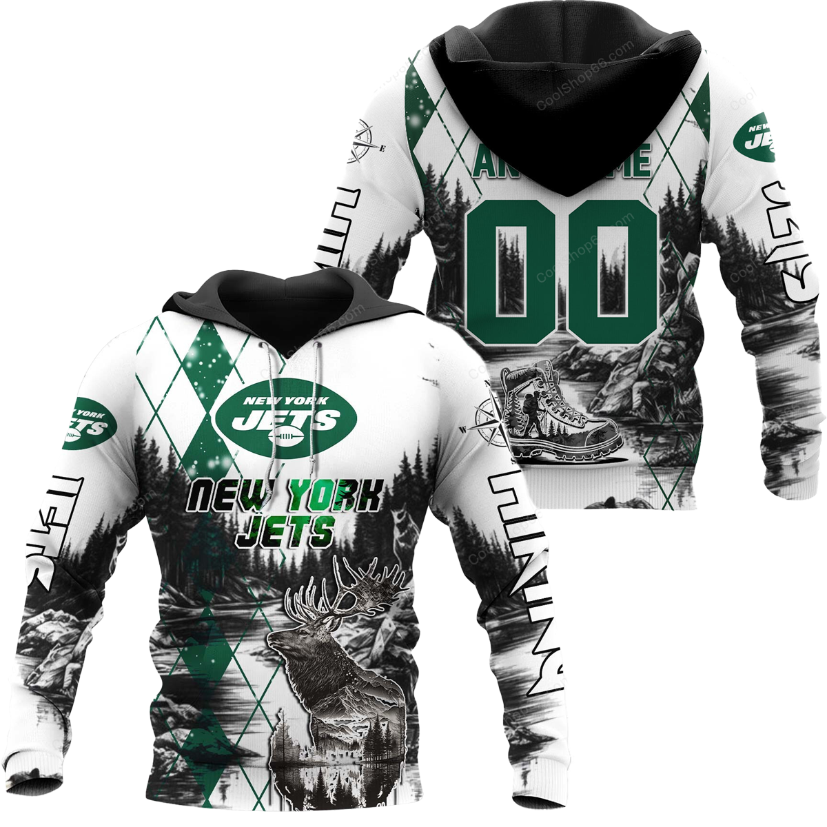 Buildercar - New York Jets Hiking x NFL Custom Name & Number Hoodie